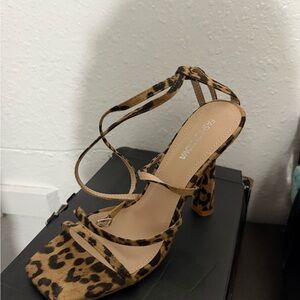 Fashion Nova Animal Print Strappy Heels